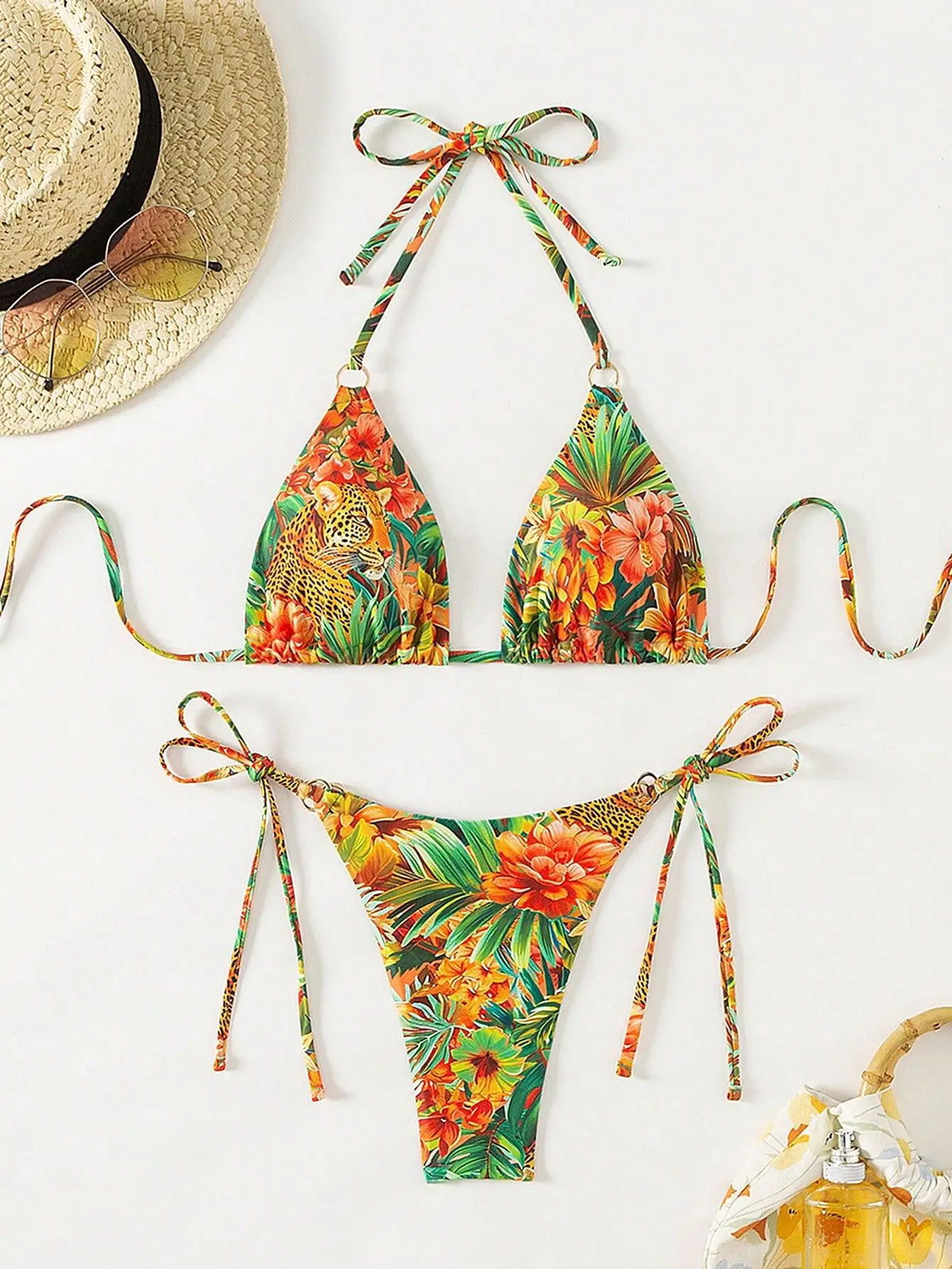 Tropical Print Bikini Set