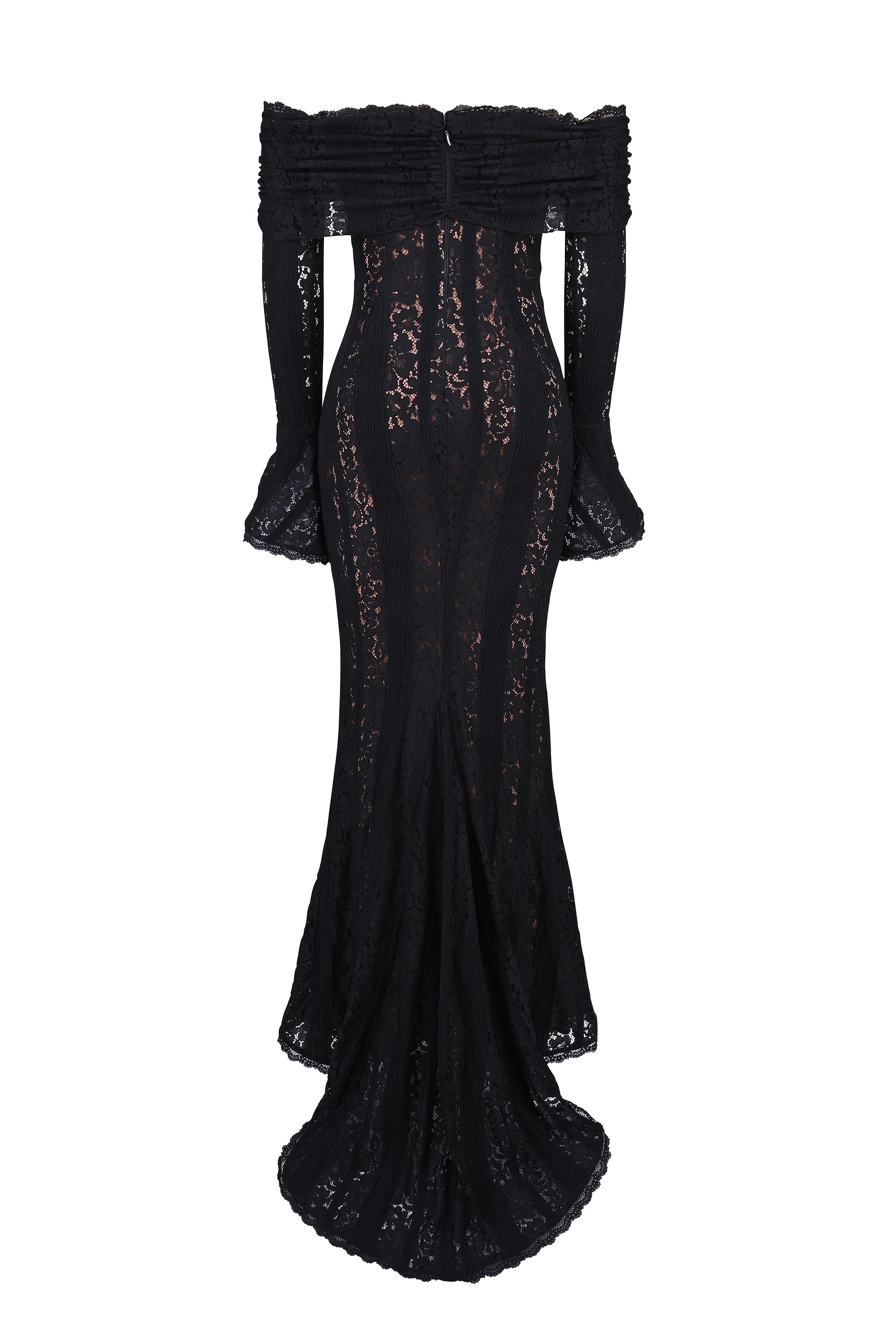 AEILA VINTAGE LACE MAXI DRESS-BLACK