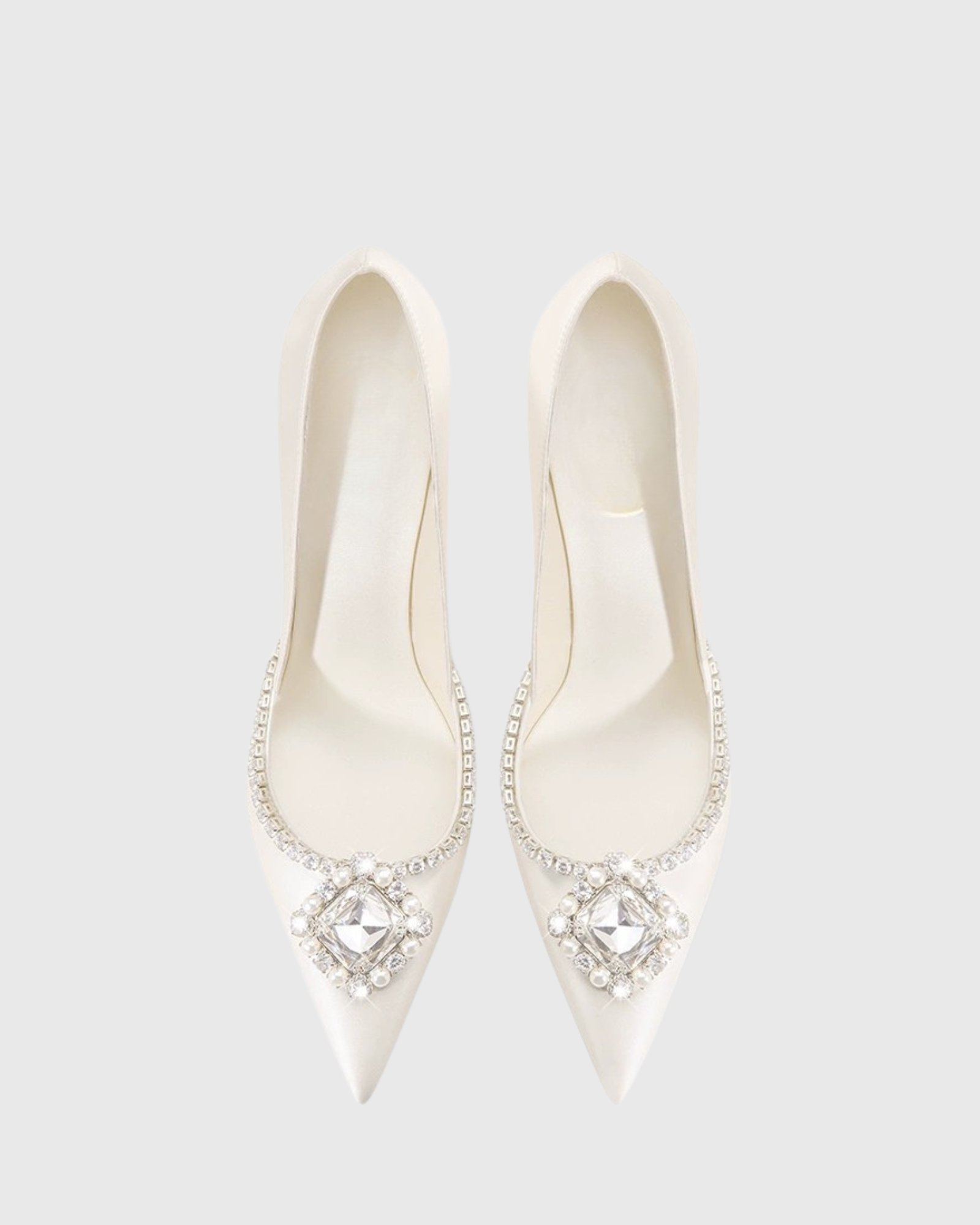 Vaike Rhinestone Satin Pumps In Cream