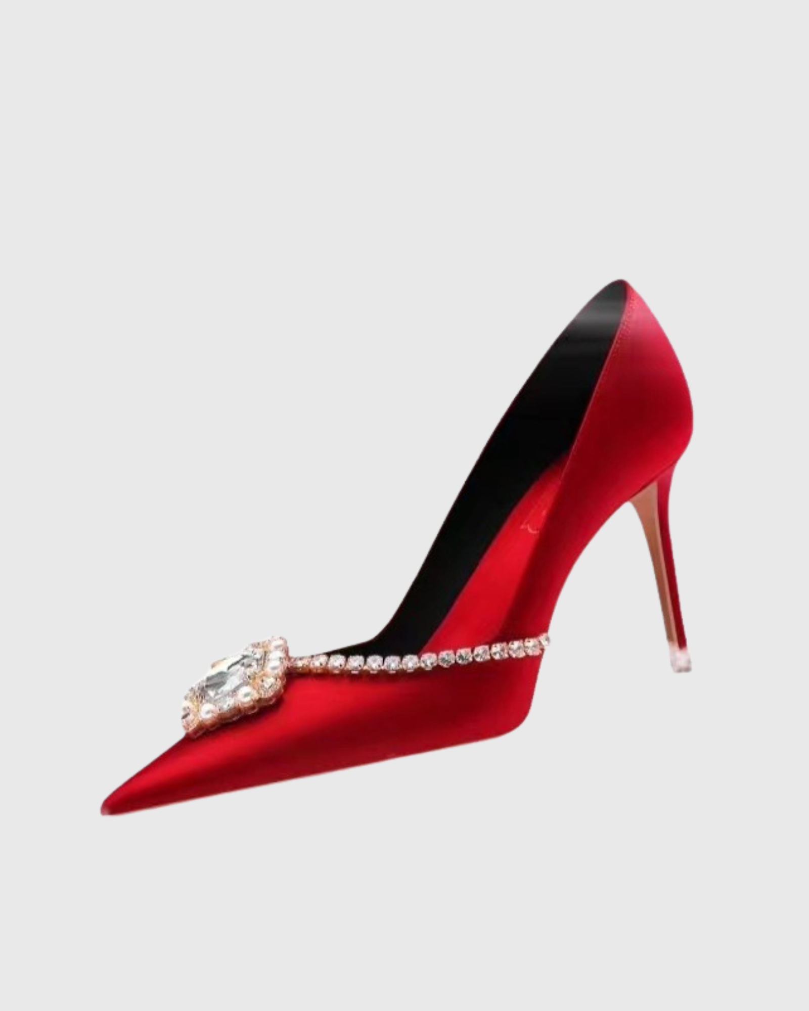 Vaike Rhinestone Satin Pumps In Red