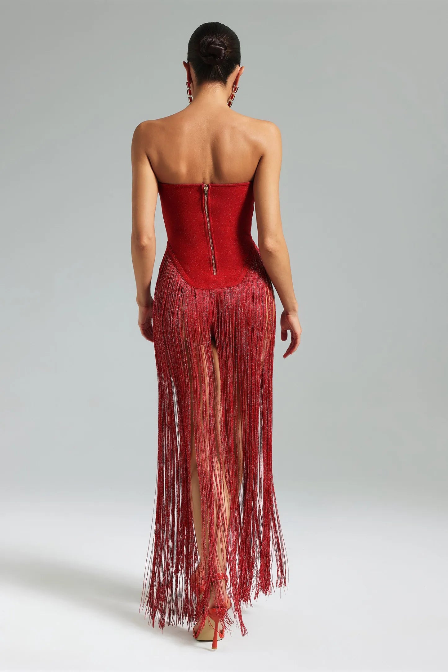 Alara Fringe Sleeveless Strapless Tassel Bandage Bodysuit