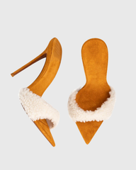 Vallea Faux Fur Suede Slipper In Orange