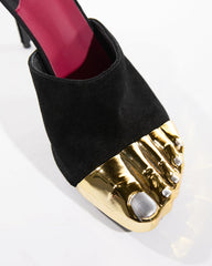 Vanda Silver Toenail Mules