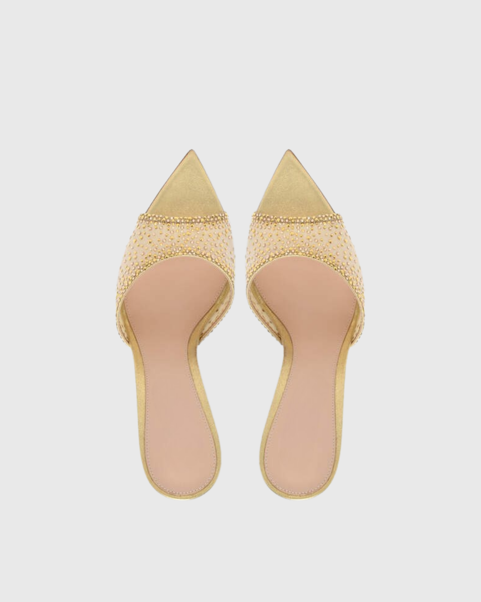 Vasha Rhinestone Mesh Slippers In Gold