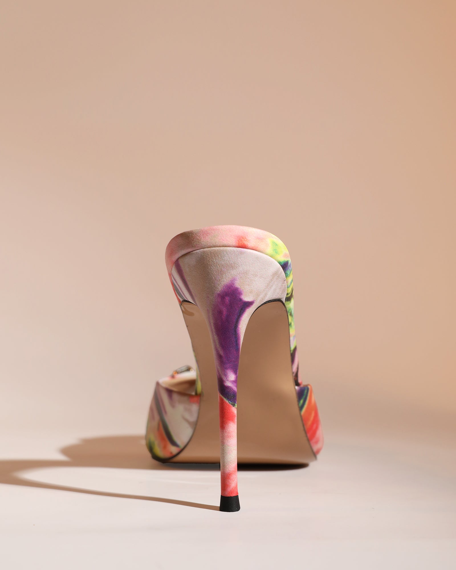 Veda Printed Multicolor Diamond Open Toe Mules