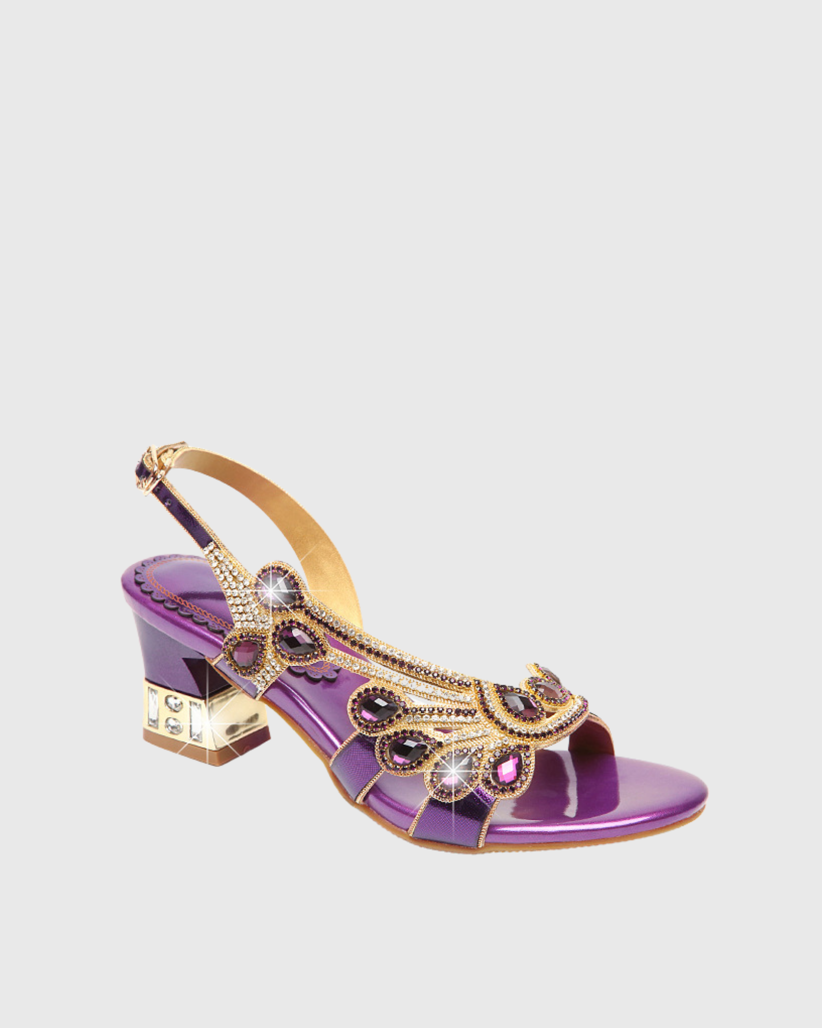 Velia Rhinestone Wing Slingback Sandals In Purple