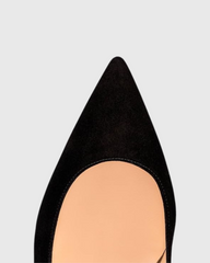 Venice Flower Heel Suede Pumps In Black