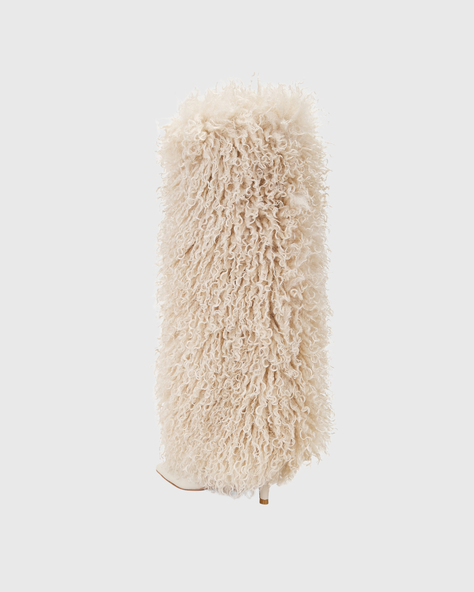 Vinceta Feather Knee High Boots In Off White