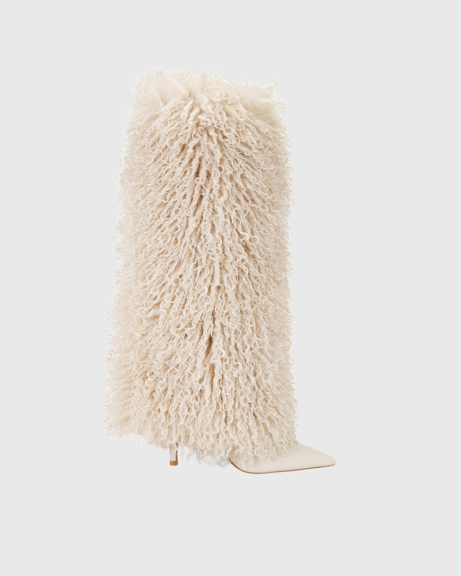 Vinceta Feather Knee High Boots In Off White