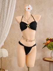 Vintage Black Holiday Bikini Set