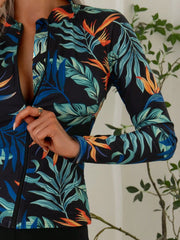 Vintage Black Leaves Print Tankini Set