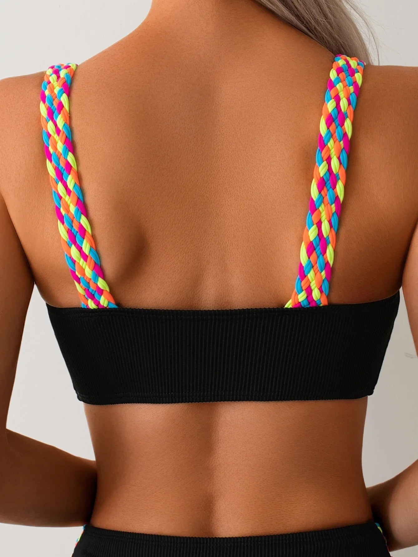 Vintage Black Patchwork Bikini Set