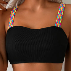 Vintage Black Patchwork Bikini Set