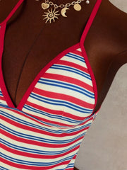 Vintage Black Striped Bikini Set