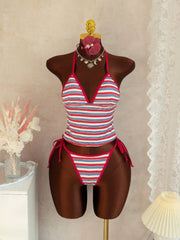 Vintage Black Striped Bikini Set