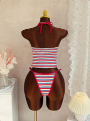 Vintage Black Striped Bikini Set