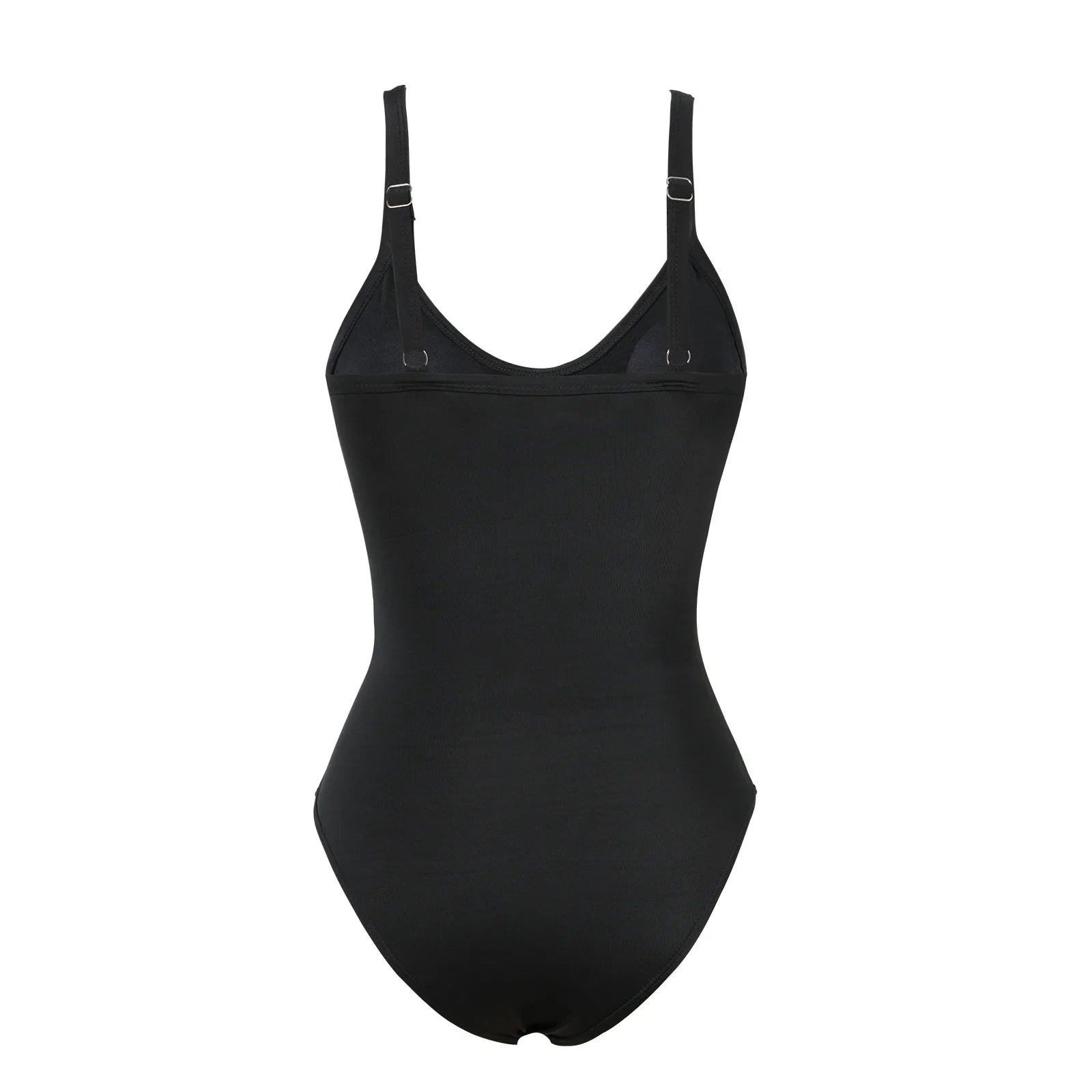 Vintage Black Tie Dye Gradient Swimwear V Neck Drawstring Slim Tummy Control One Piece Swimsuit Bathing Suit Monokini