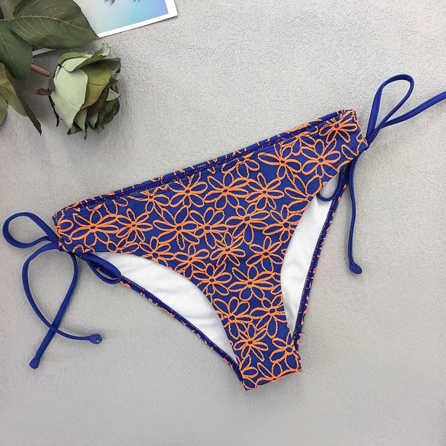 Vintage Blue 3D Flower Bikini Set