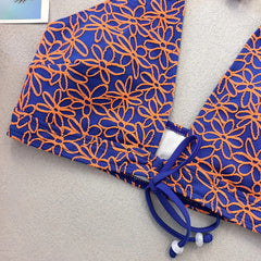 Vintage Blue 3D Flower Bikini Set