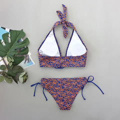 Vintage Blue 3D Flower Bikini Set