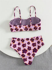 Vintage Blue Floral Print Bikini Set
