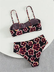 Vintage Blue Floral Print Bikini Set