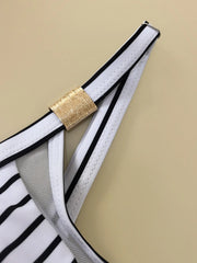 Vintage Blue Striped Bikini Set