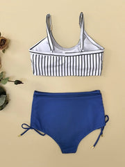 Vintage Blue Striped Bikini Set