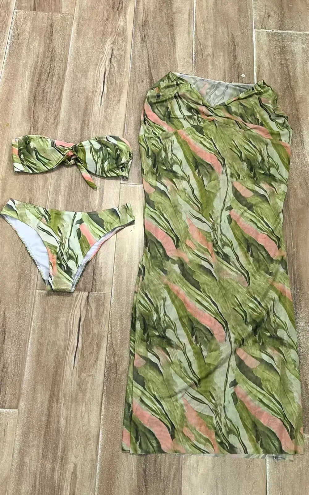 Vintage Blue Tie Dye Leopard Print Bikini Set