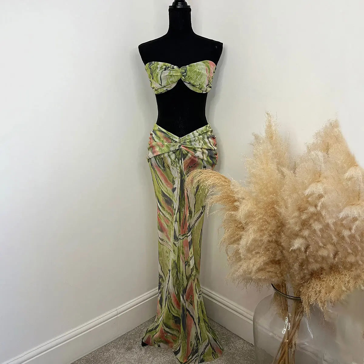 Vintage Blue Tie Dye Leopard Print Bikini Set