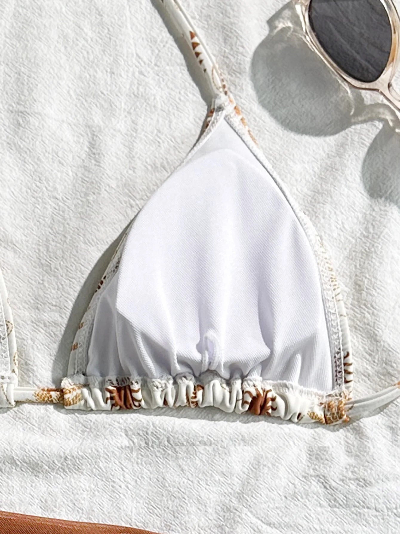 Vintage Brown Coconut Tree Print Bikini Set
