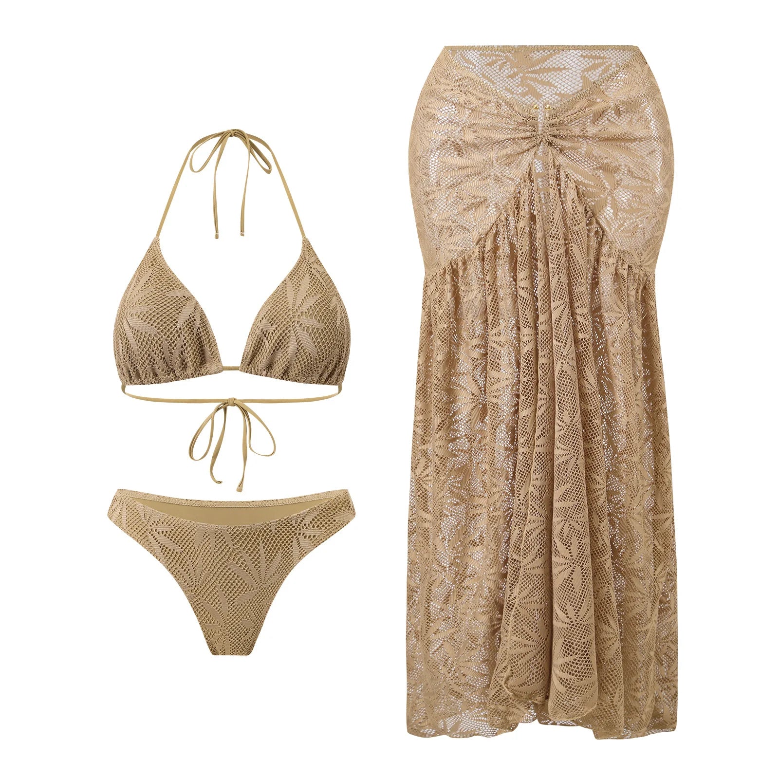 Vintage Brown Push Up Bikini Set