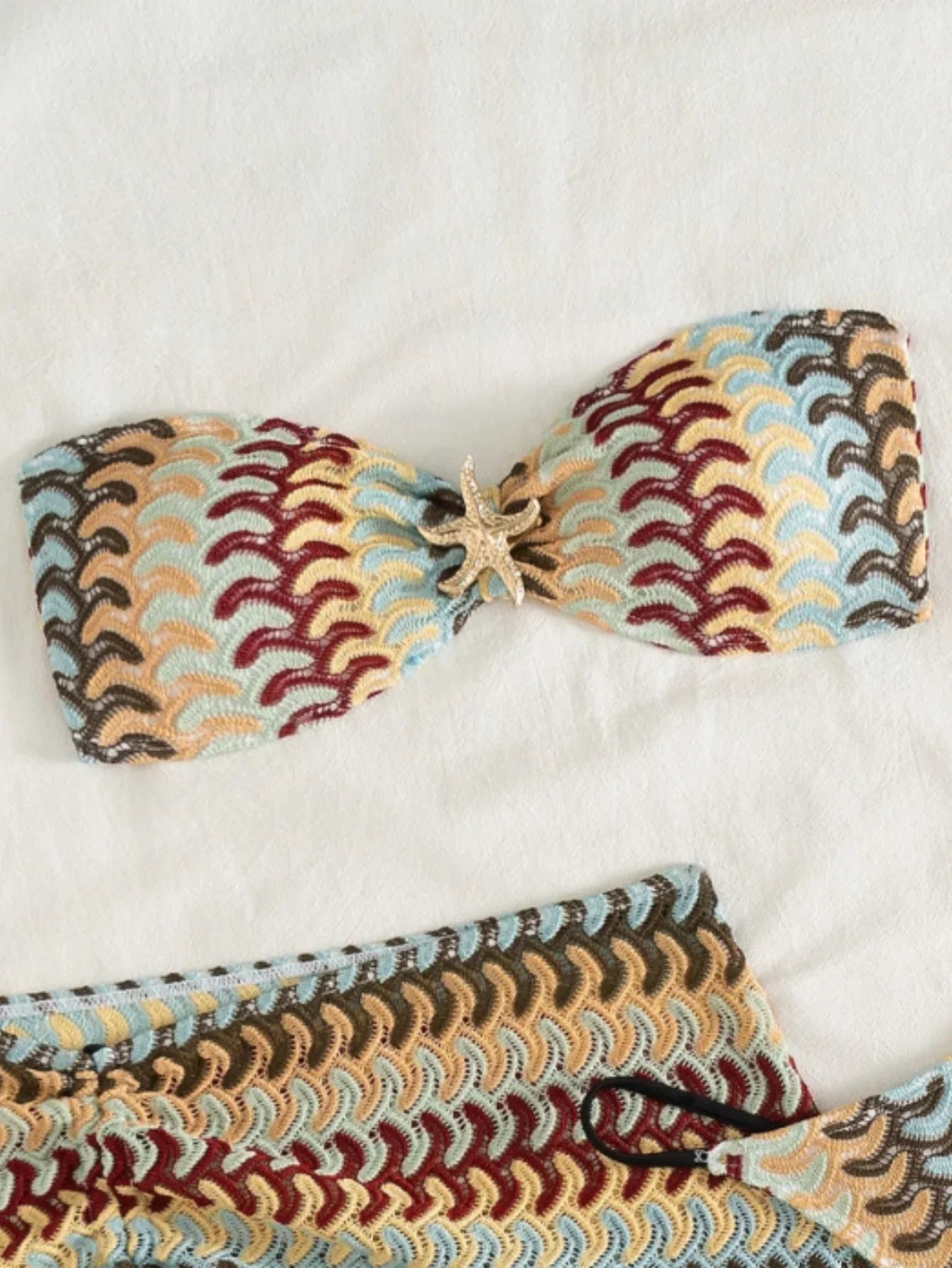 Vintage Coffee Striped Bikini Bandeau Pleate Push Up Bra Skirt 3 Piece Swimsuit Beach Bathing Suit