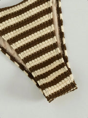 Vintage Coffee Striped Micro Bikini Set