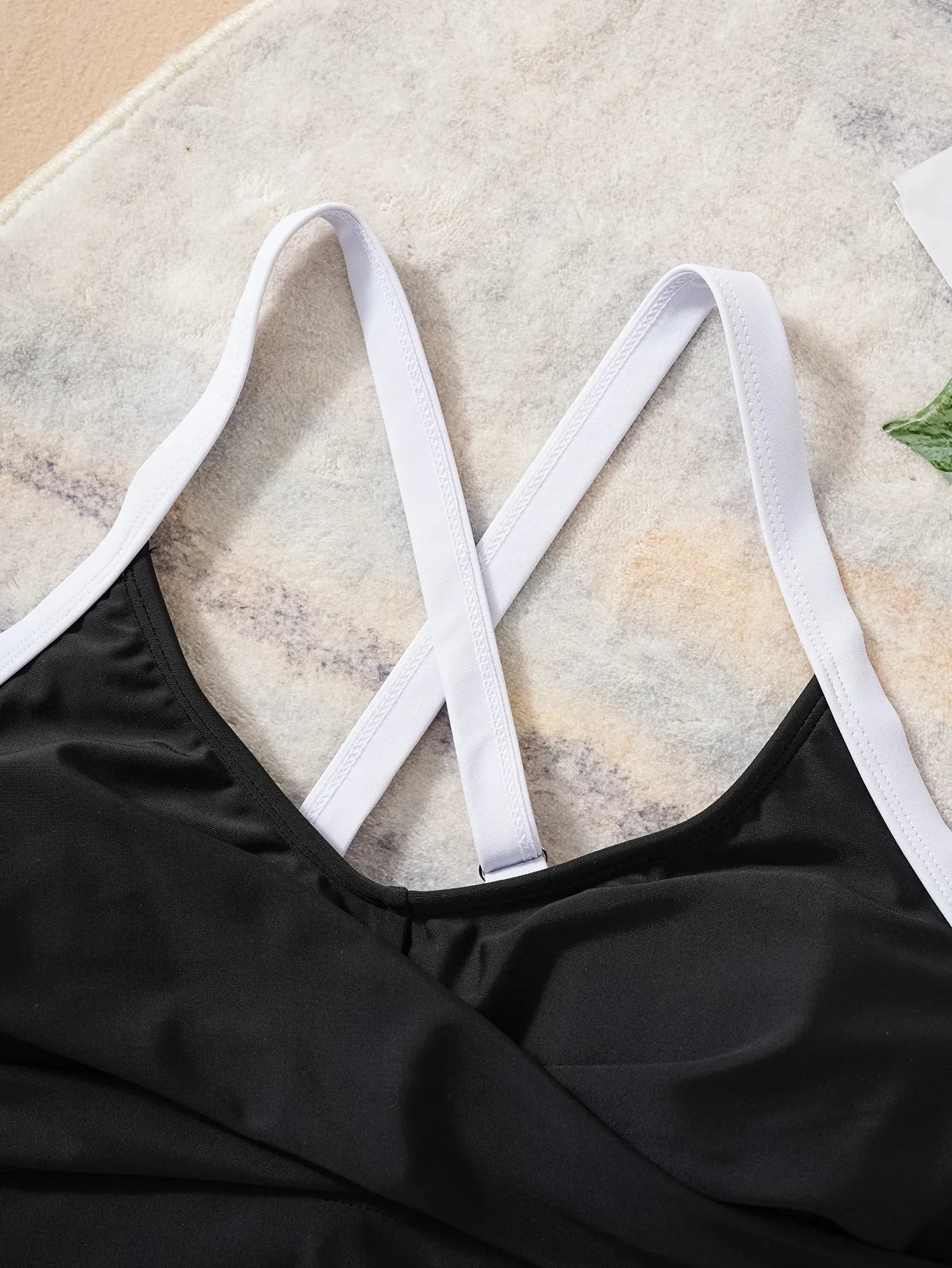 Vintage Drawstring Side High Waist Bikini Swimwear Black Patchwork Cross Push Up Bandage Cross Bathing Suit Swimsuit 2025