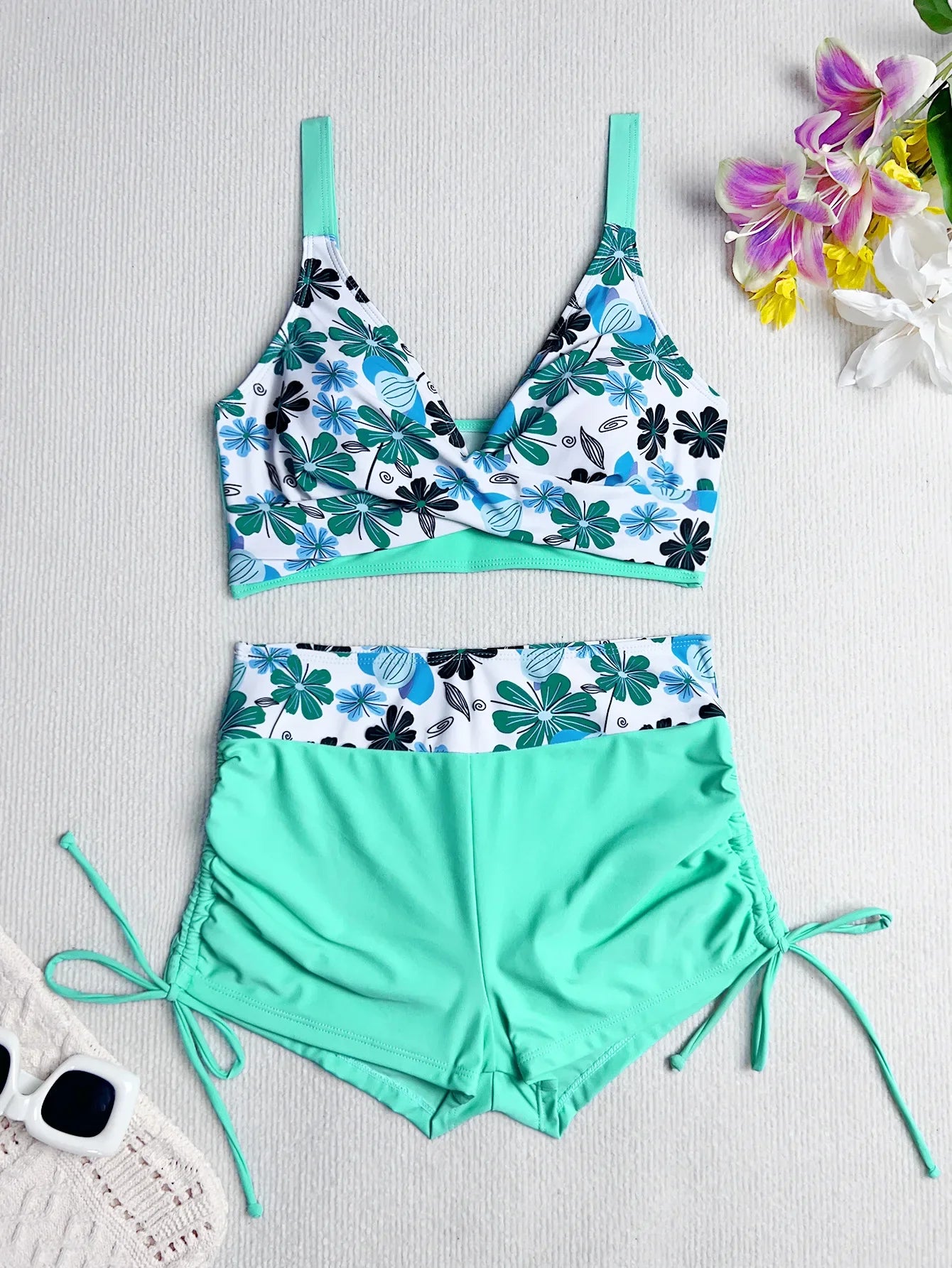 Vintage Floral Print Bikini Set