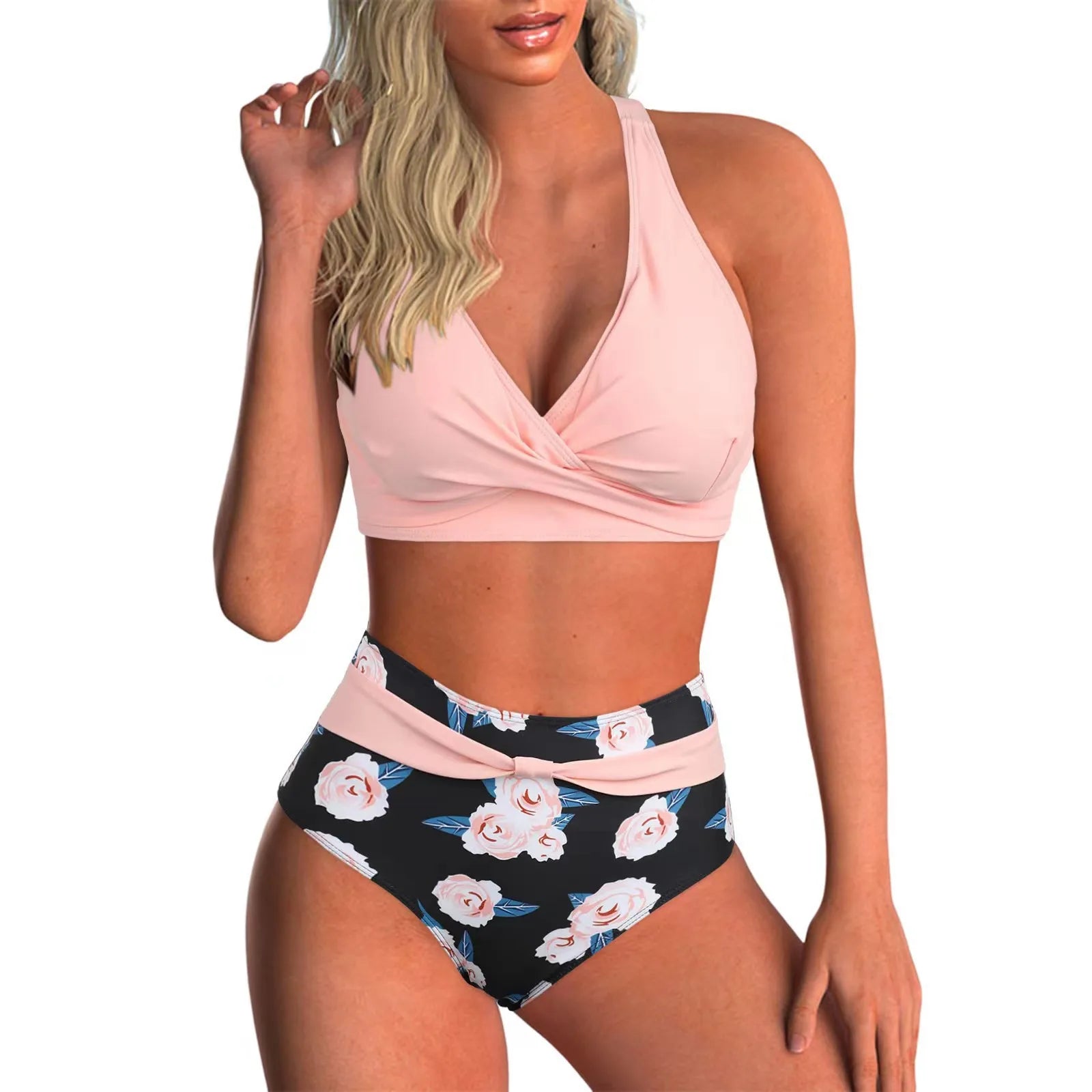 Vintage Pink Gradient Tankini Set