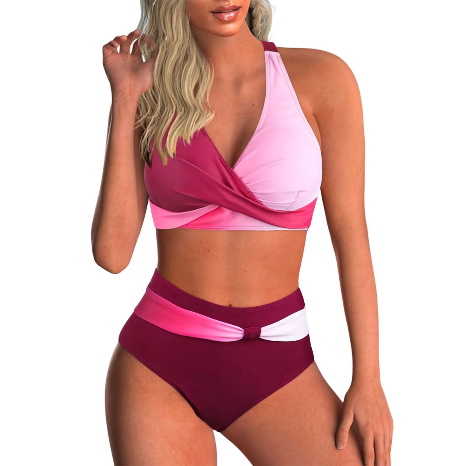 Vintage Pink Gradient Tankini Set