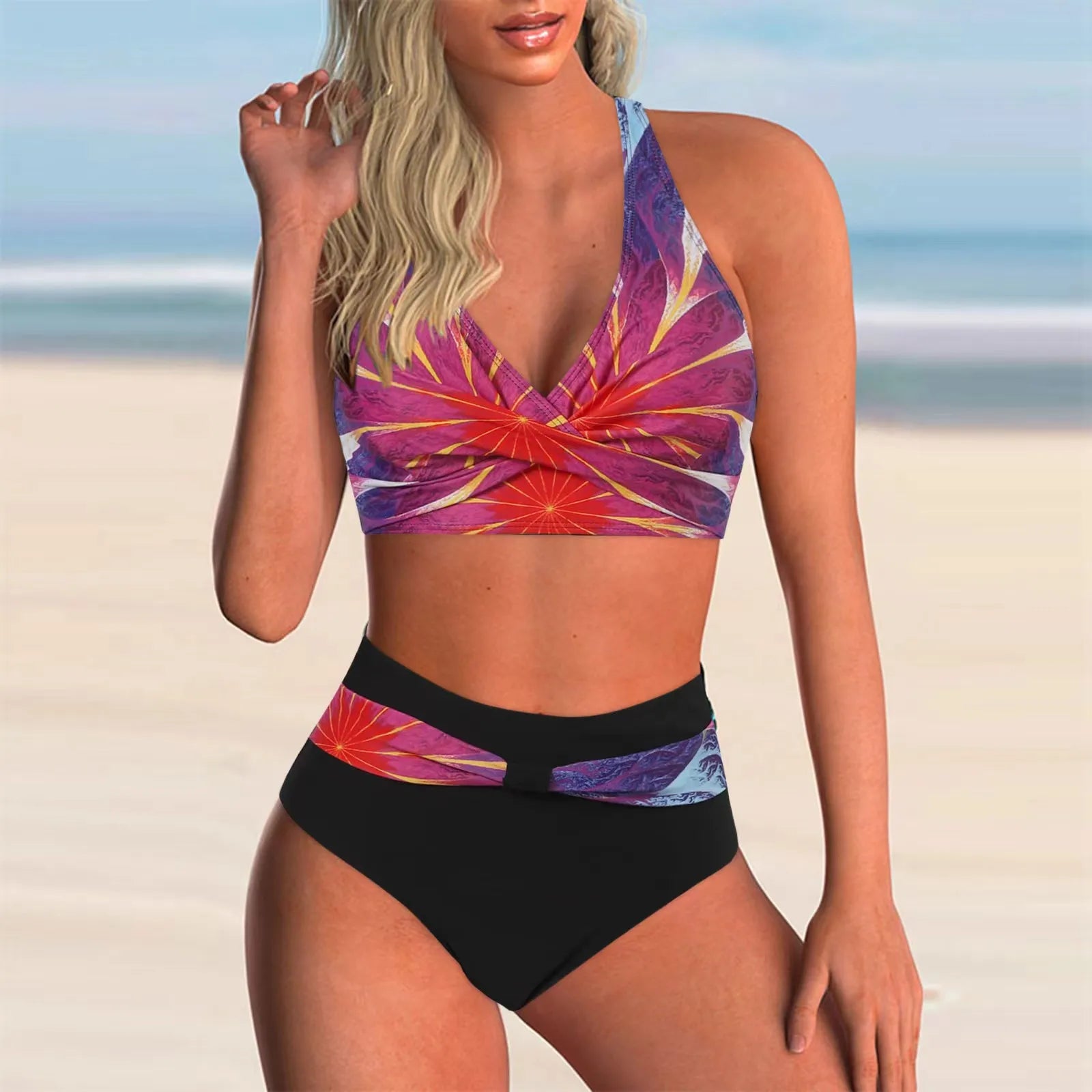 Vintage Pink Gradient Tankini Set