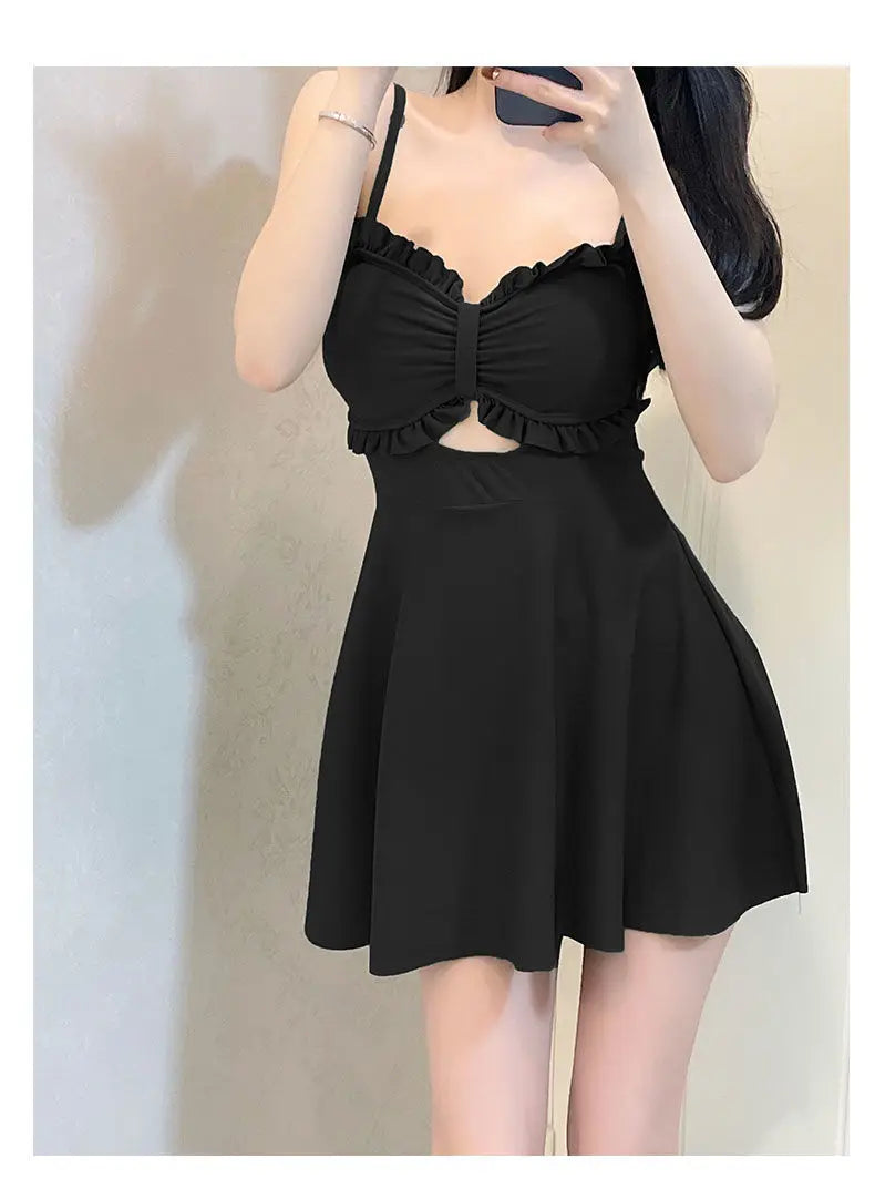 Vintage Long Sleeve Cover Up One Piece Swimsuit Skirts Set