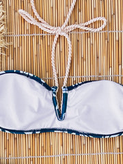 Vintage Long Sleeve Tassel Cover Up 3 Piece Bikini Set