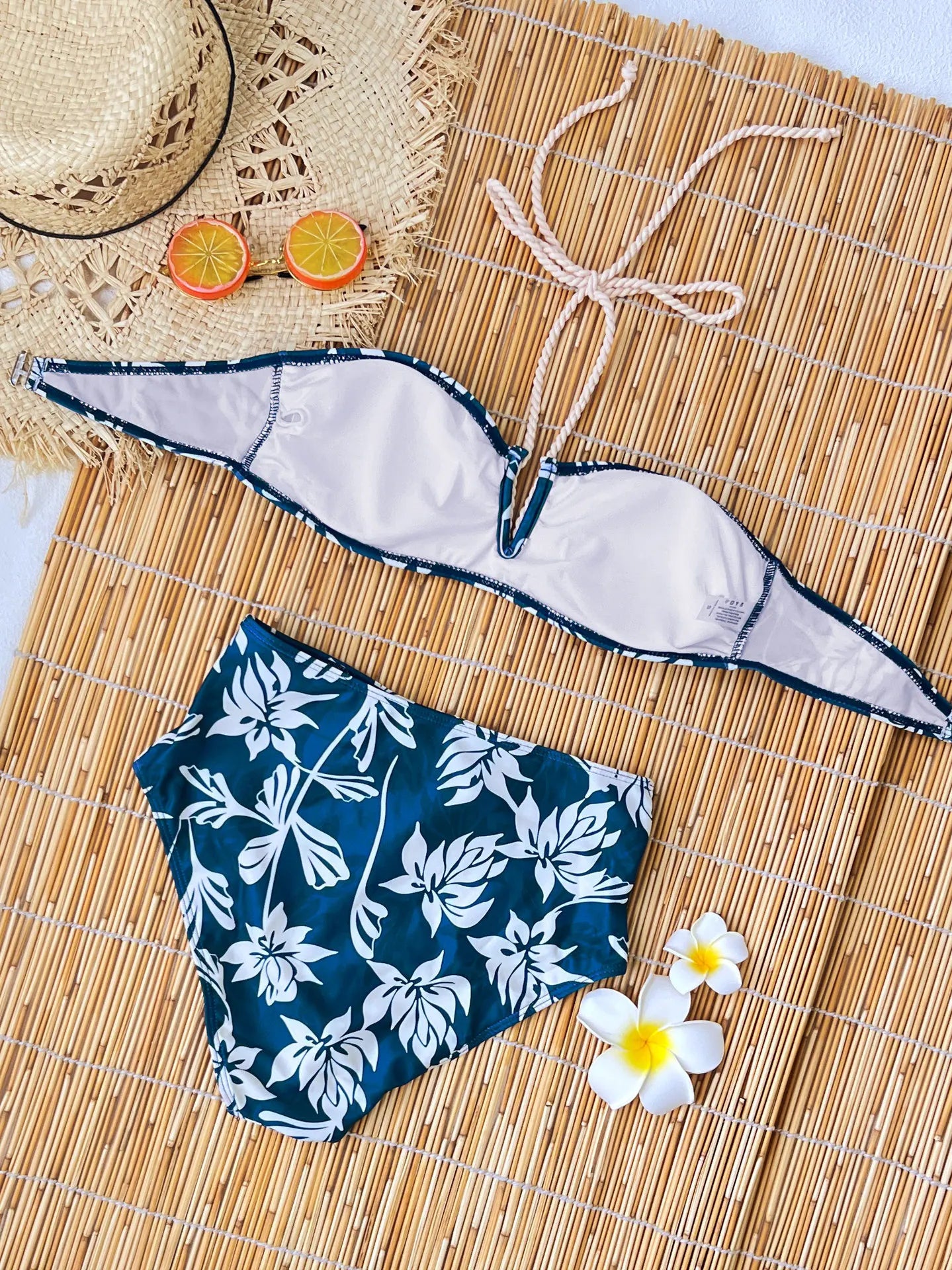 Vintage Long Sleeve Tassel Cover Up 3 Piece Bikini Set