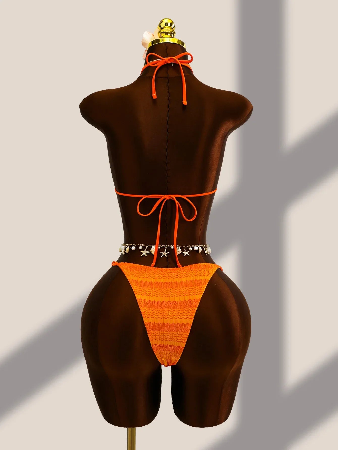 Vintage Orange Gradient Knitted Bikini Set