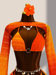 Vintage Orange Gradient Knitted Bikini Set