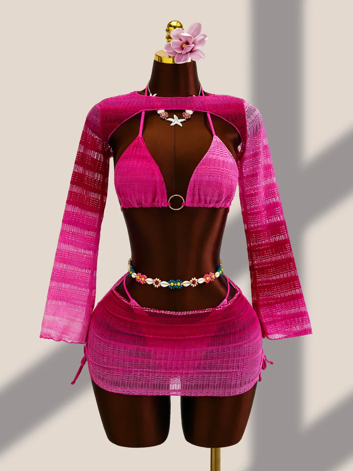 Vintage Orange Gradient Knitted Bikini Set