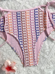 Vintage Orange Knitted Gradient Bikini Set