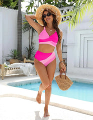 Vintage Orange Patchwork One Piece Swimsuit Cross Push Up Padded High Waist Swimsuit Beach Bathing Suit Swimwear