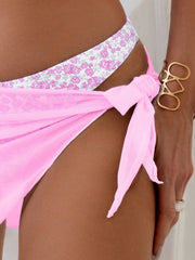 Vintage Pink Floral Print Bikini Set