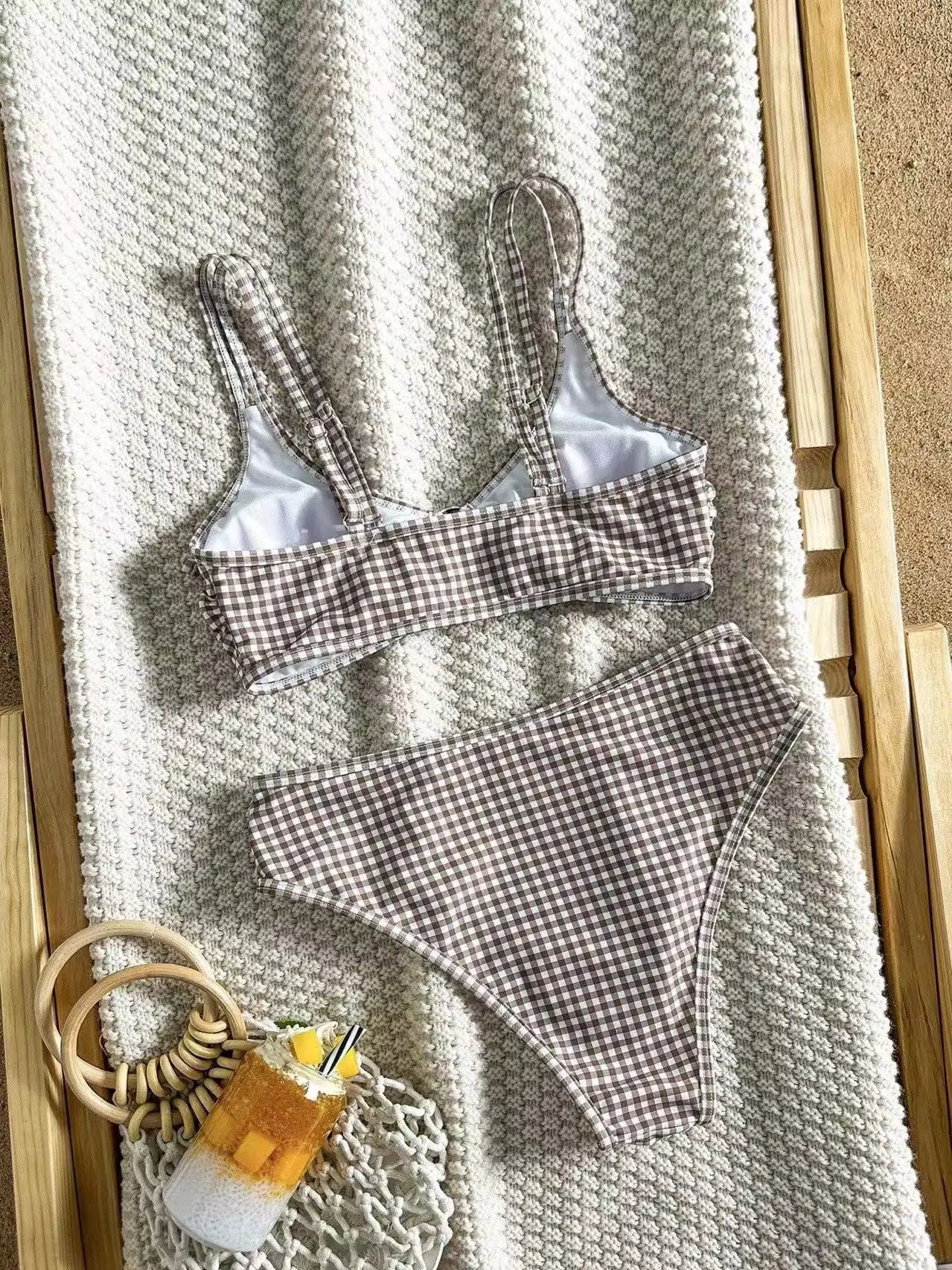 Vintage Pink Polka Dot Print Bikini Set