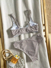 Vintage Pink Polka Dot Print Bikini Set